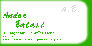 andor balasi business card